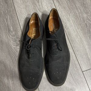Neiman Marcus Mens Black Leather Derby Shoes